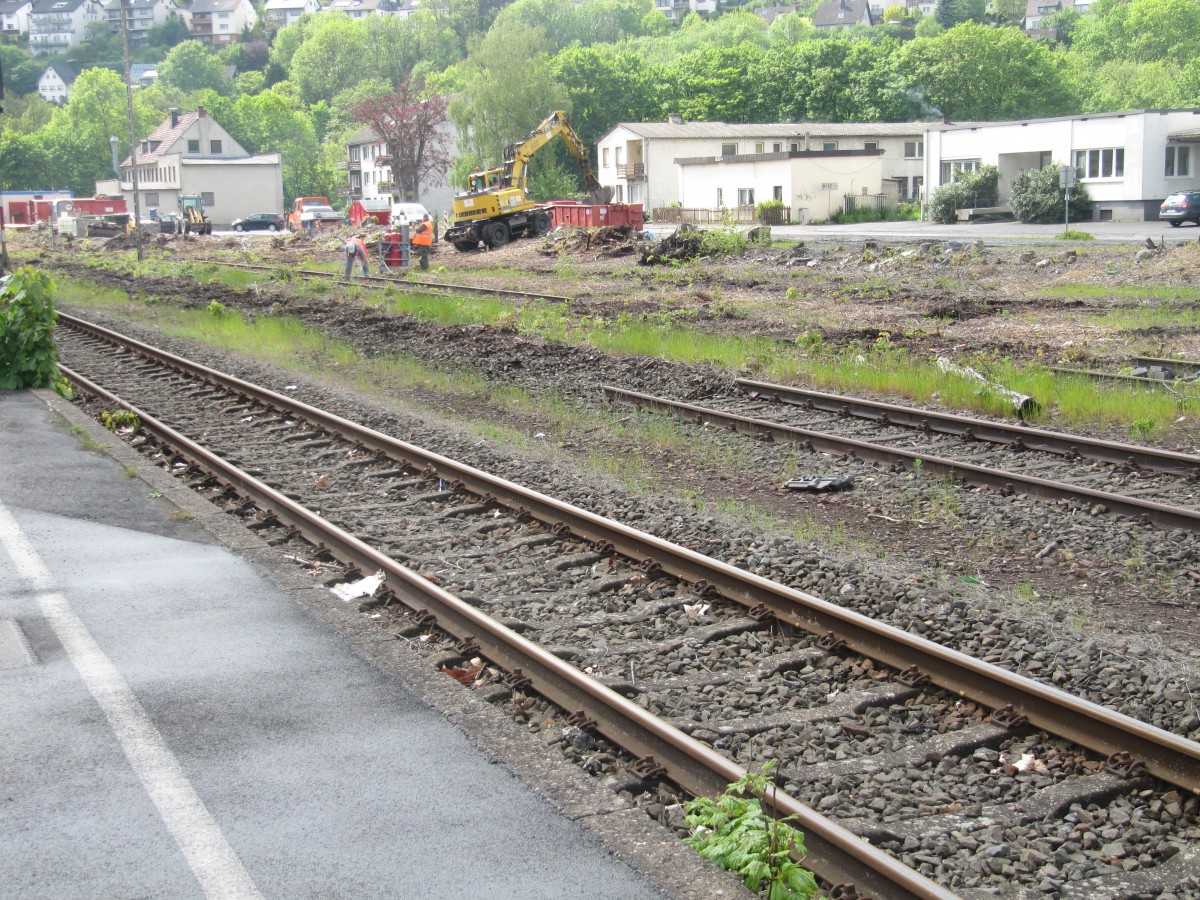 Beginn der Umbauarbeiten im Bahnhof Arnsberg im Mai 2014.