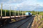 Am 30.05.2020 sind die weisse PRESS 203 051-8 und die blaue PRESS 203 052-7 mit leeren Holzwagen Snps an der Holzverladung am Bahnhof Arnsberg angekommen.