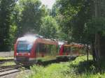 Am 6.6.2014 fährt der RE57 nach Winterberg/Brilon Stadt (bestehend aus 1x 640 und 2x 648) in den Bahnhof Arnsberg auf Gleis 3 ein.