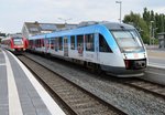 Auf Grund von Gleisbauarbeiten war die KBS 435 am 06.08.2016 zwischen Fröndenberg und Neheim-Hüsten gesperrt. Die Fahrgäste der Linien RE17 und RE57 mussten den Schienenersatzverkehr nutzen. 648 610 ist soeben auf Gleis 2 im Bahnhof Fröndenberg angekommen.
