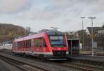 Am 7.1.2014 verlt RE 57 nach Dortmund den Bahnhof in Meschede.