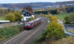 Sonderfahrt mit einer 5-teiligen Schienenbusgarnitur nach Linz am 4.11.2016 auf der KBS 435 in Arnsberg-Uentrop.